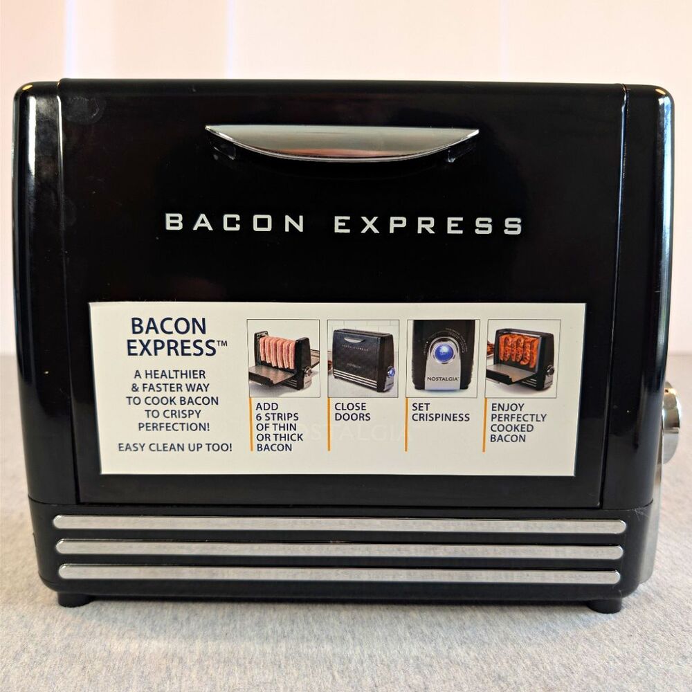 Nostalgia Bacon Cooker BCN6BK Electric 1200W 120V Black Countertop